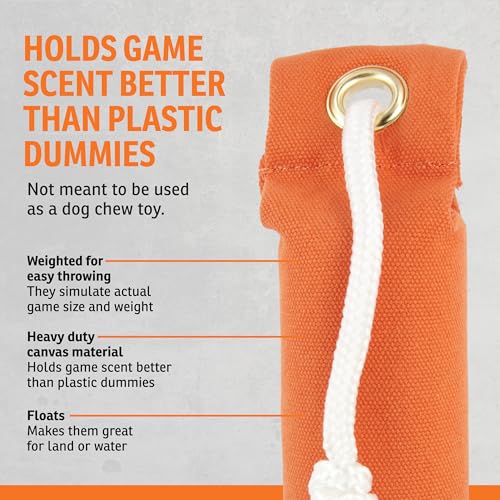 Canvas Dummy for Puppies - Orange, 2.25 x 8.5 Inches