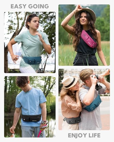 WATERFLY Black Small Crossbody Fanny Pack Slim Waist Bag Chest Pouch