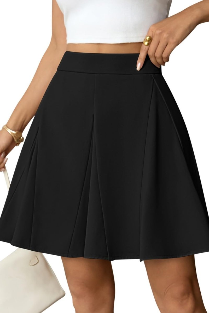 Pink Queen Black Skirt for Women with Shorts Elastic High Waisted Mini Length Skater Skort Flowy A Line Pleated Skirts for Women 2026 Trendy Spring Summer Casual School Uniform Black M