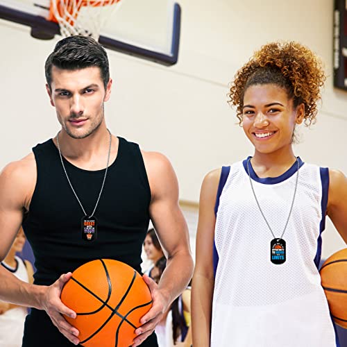 24 Pcs Dog Tags Necklaces - Acrylic & Metal Chain - Basketball