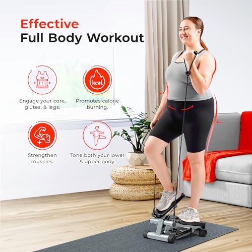 Mini Stair Stepper with Resistance Bands for Full Body Cardio