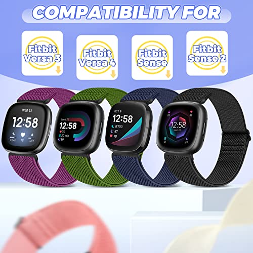 Vodtian 4 Pack Elastic Watch Bands Compatible for Fitbit Versa
