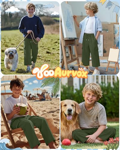 Boys' Cargo Capri Pants - 13-14 Years / Army Green