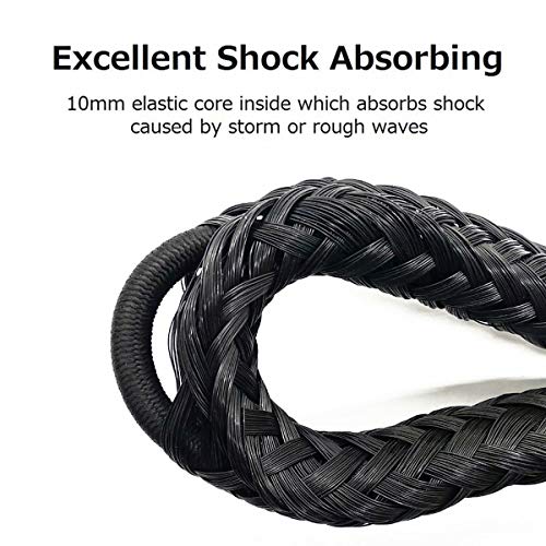 DockMoor Black 4-Pack Bungee Dock Lines for Boats — 4 ft to 5.5 ft, 2400 lbs