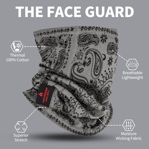 LANLFY Flame Resistant Face Mask FR Neck Gaiter HRC 2 Welding Covering Paisley 1pc