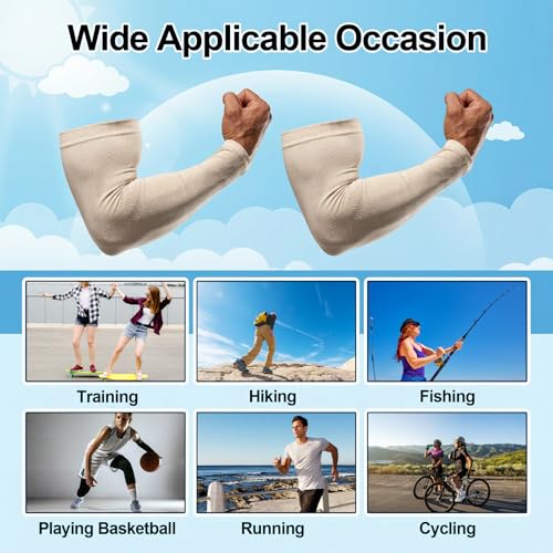 UPF 50+ Cooling Arm Sleeves for Sun Protection - 2 Pair Set