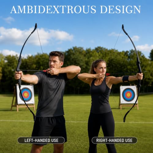 CHEEZBO 20LB Recurve Bow and Arrow Set for Beginners - Ambidextrous Archery Kit