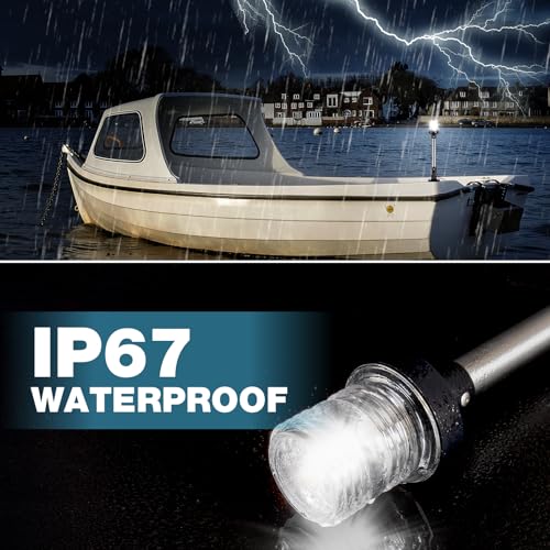 SETYPARY 12-Inch Waterproof Marine Anchor Light - Fold-Down White LED Navigation Light for Boats 12-24V
