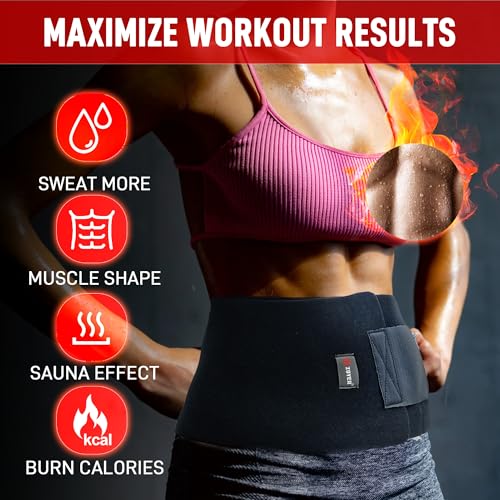 Sweat Waist Trainer for Women - Latex-Free Sauna Band, Medium Black