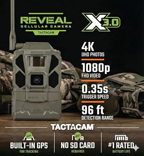 Cellular Trail Camera 2PK - TACTACAM Reveal X Gen 3.0, HD Photos, Built-in GPS, Fast Trigger Speed