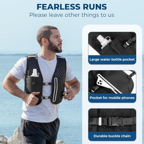 Running Hydration Vest with 500ml Soft Flask - Black