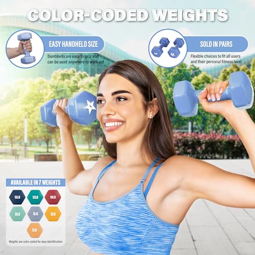 Yes4All Vinyl Coated Dumbbells Set of 2 Hand Weights for Home Gym