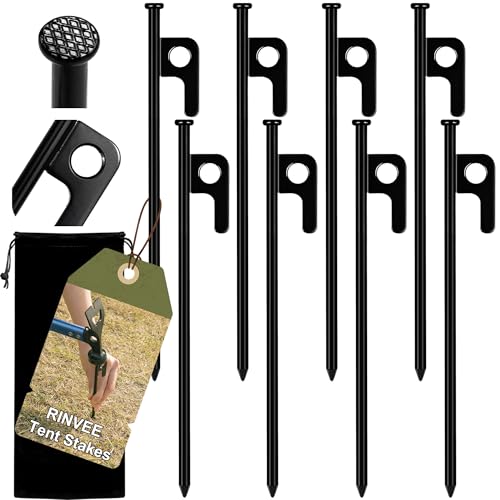 Heavy Duty Forged Steel Tent Stakes - 8 Pack Camping Ground Anchors