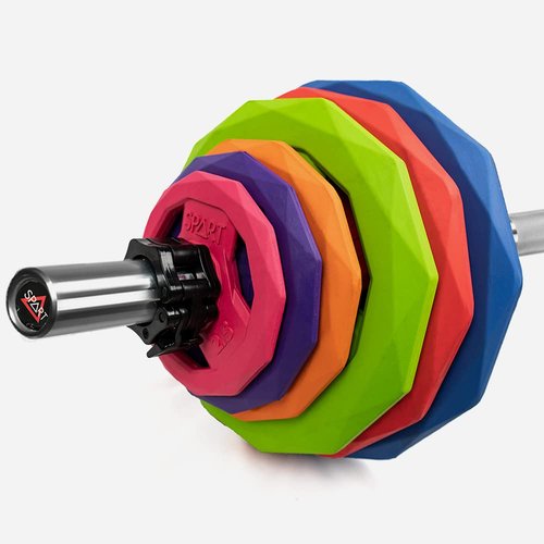 SPART Color Coded Weight Plate 2-Inch Rubber Coated Olympic Grip Plate for Barbell,Solid Cast Iron Weight Plates for Strength Training,Weightlifting,Crossfit,Home Gym, 10LB, Pair