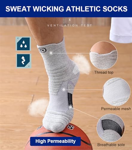 Basketball Socks - 4 Pairs Thick Compression Athletic Socks