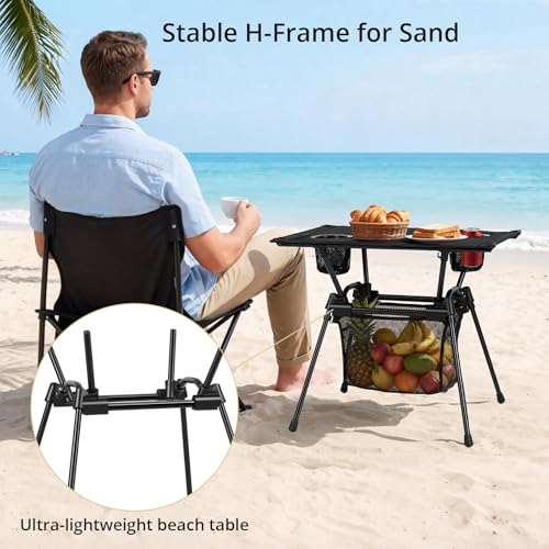 Anbte Ultralight Portable Camping Table with Cup Holders - 3.2 lb Compact Foldable Outdoor Table