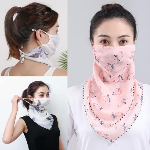 Sun Protection Neck Gaiter 2Pack for Women - Breathable Face Cover Scarf with Ear Loops