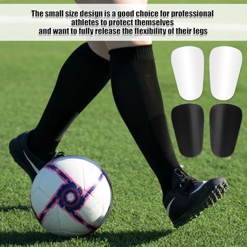 Mini Soccer Shin Guards - 4 Pack, Black & White, 8x5cm