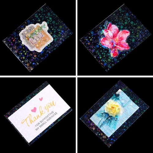 200 Pcs Laser Flashing Holographic Photo Card Sleeves Love