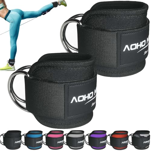 Neoprene Ankle Cuffs for Cable Machines - Black Pair