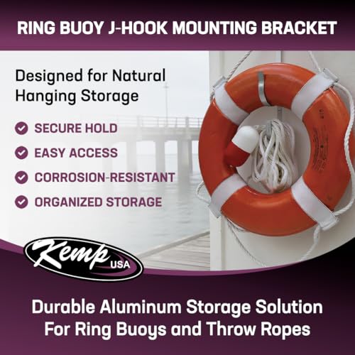 Aluminum Ring Buoy J-Hook Mounting Bracket for Marine & Dock Safety