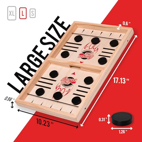 Fast Sling Puck Game - Large Wooden Air Hockey Board for Fun