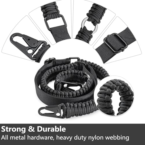 VVAAGG Black Two Point Paracord Gun Sling Adjustable Heavy Duty Nylon