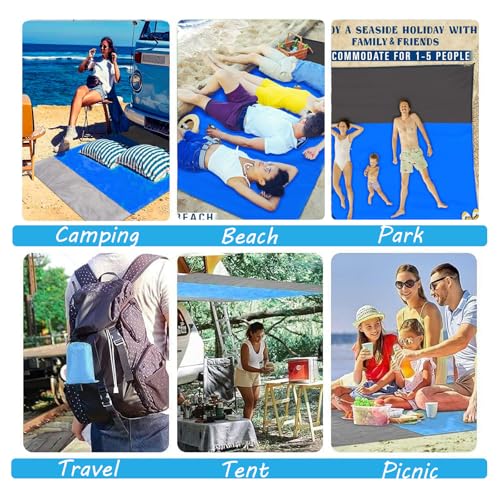 iMaoiy Dark Blue Sandproof Waterproof Beach Blanket - Oversized 79" x 55" Outdoor Picnic Mat for Travel & Camping