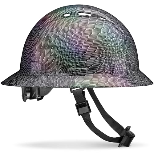 Acerpal Full Brim Hard Hat Vented, Class C, OSHA Construction Work Approved, Premium Carbon Fiber Design, Soft Padded 6 PT Adjustable Ratchet Suspension, Top Pad