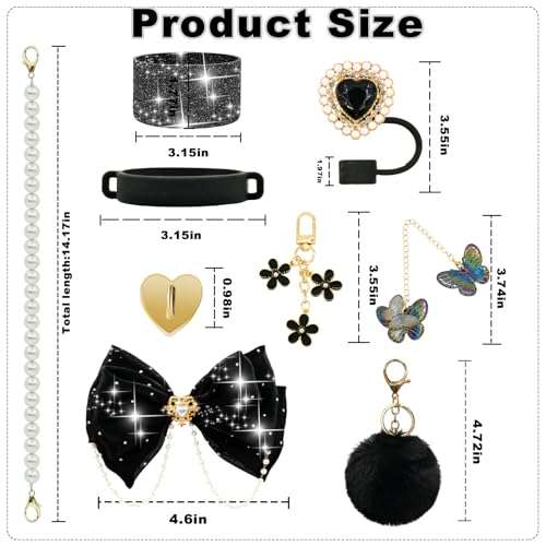 Bling Stanley Cup Accessories Set for 40/30/20 oz Tumbler - Black