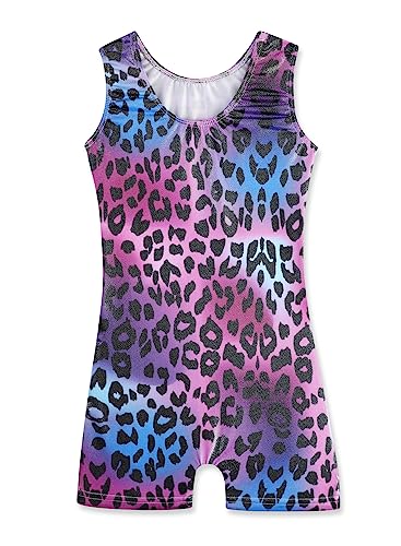 Toddler Gymnastics Leotard - Sparkly Rainbow Leopard Biketard, 5-6 Years