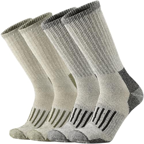 SOX TOWN Merino Wool Socks for Men Heavy Cushion Crew Outdoor Hiking 2 Pairs Large Mixcolor1