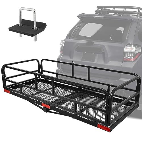 Folding Hitch Cargo Carrier - 60x24x14 Inch, 500 lbs Capacity