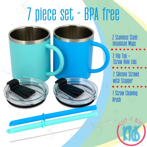 Real Deal Steel Kids Mug Set - Ocean Blue, BPA-Free, Double Wall Insulated