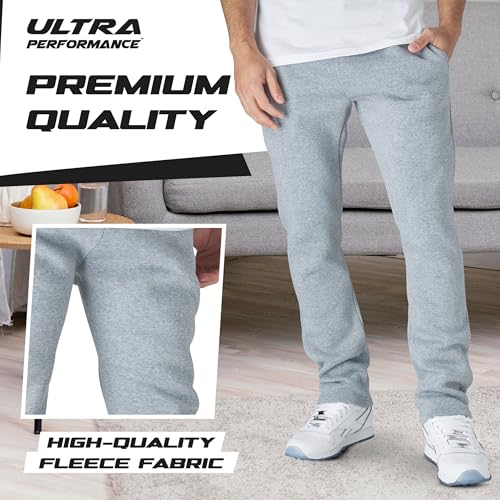 Men's Wide Leg Fleece Sweatpants 3 Pack - Charcoal, Heather Grey, Black | Ultra Performance