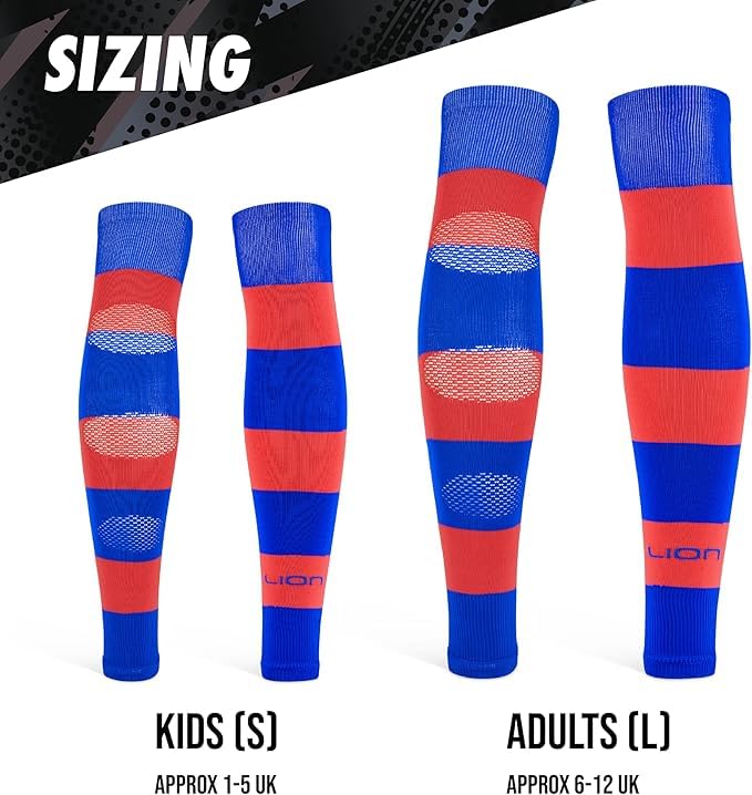 Performance Soccer Shin Guard Sleeves - Breathable Calf Compression - Red/Blue