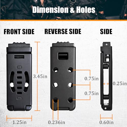 4-Pack Tactical Belt Clips for Knives & Holsters - Universal Kydex Utility Sheath Clips