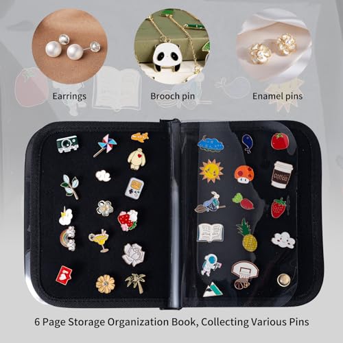 Pin Display Book for Collectors - 6-Page Travel Case for Pins