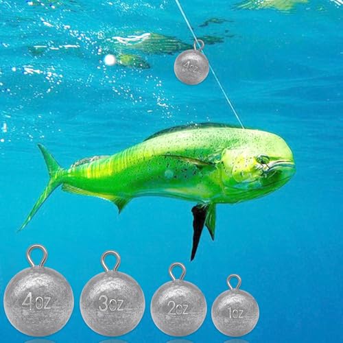 1oz Fishing Round Cannonball Lead Weights - 5 Pcs Assortment