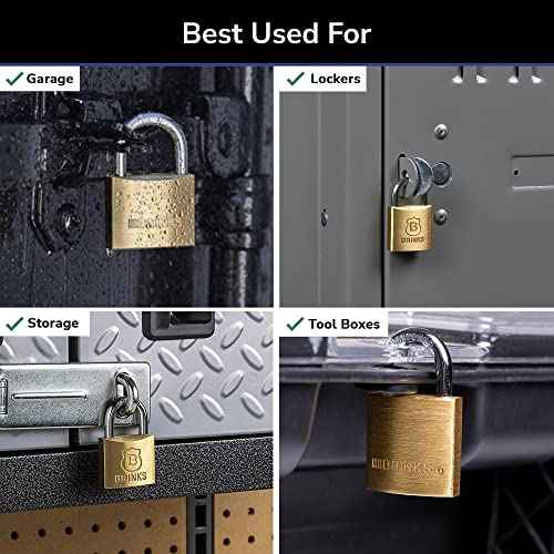 BRINKS - 40mm Solid Brass Keyed Padlock with 7/8¡± Shackle Clearance, 4-Pack - Chrome Plated with Hardened Steel Shackle, (171-40401)