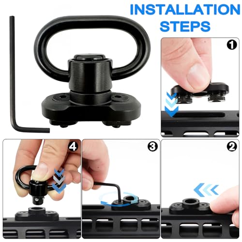 2 Pack QD Sling Swivel Mounts for Mlok Rail - Heavy Duty Steel