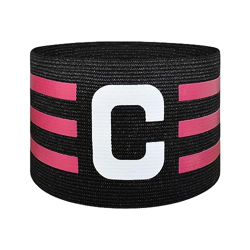 Adjustable Soccer Captain Armband - Elastic Nylon Team Sports Band - Black