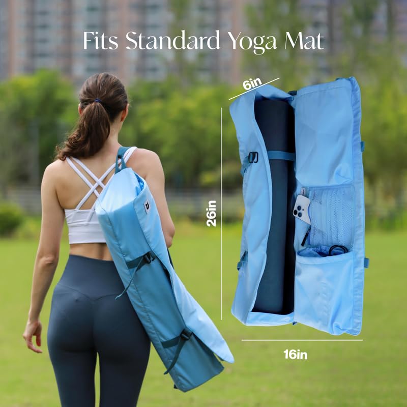 Yoga Mat Bag with Adjustable Strap - Fits 26" Mats - Powder Blue