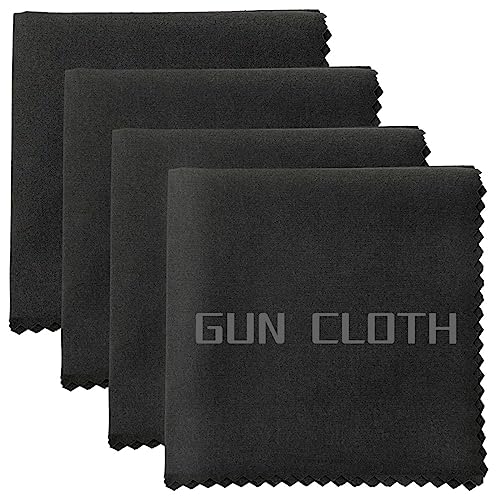 4 Pack Microfiber Gun Cleaning Cloths - 12"x12" Lint Free - Black