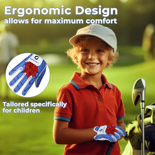 Kids Golf Gloves - Junior Left Hand, Blue & White - Age 5-7