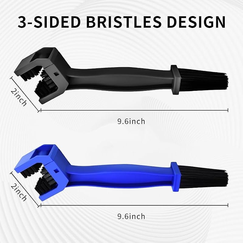 2 PCS Motorcycle & Bicycle Chain Cleaning Brush Set - Blue & Black