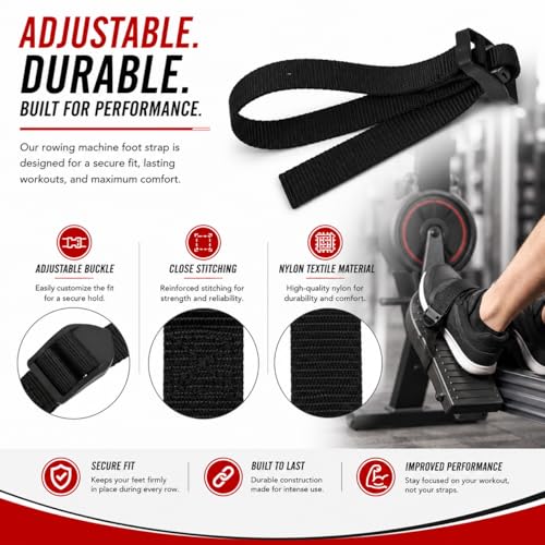 Rowing Machine Replacement Foot Straps - Black, 1 Pack