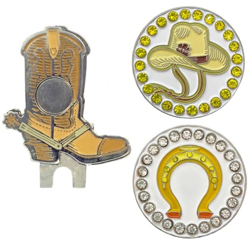 Giggle Golf Western Ball Marker with Magnetic Hat Clip & Horseshoe Cowgirl Design