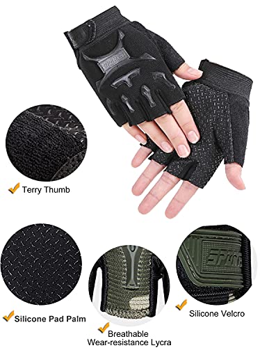 Kids Half Finger Cycling Gloves - Black / L (8-12 Years)