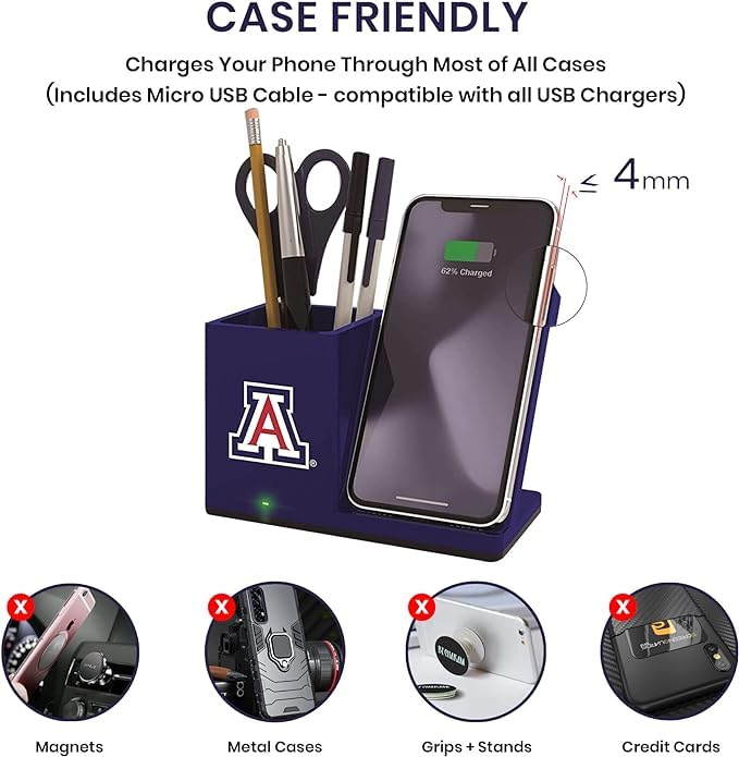 Wireless Charging Desktop Organizer for NCAA Sports Fans